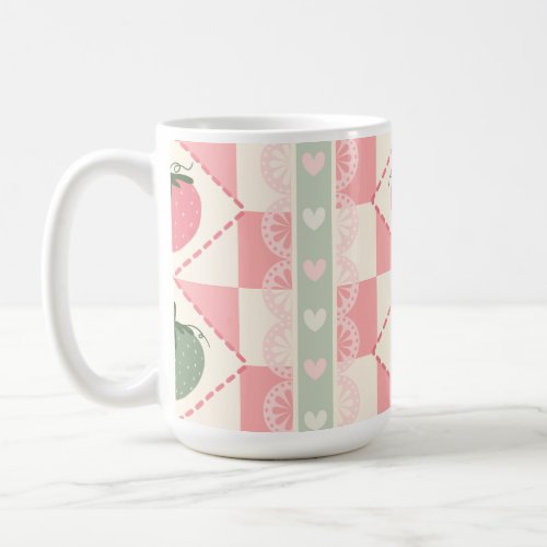 Checkered Strawberry Pattern Mug