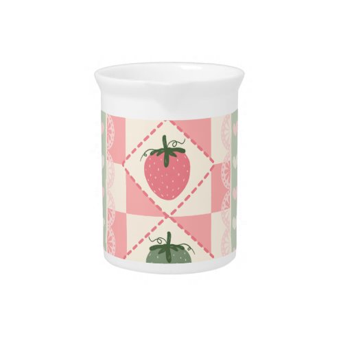 Checkered Strawberry Pattern Porcelain Pitcher