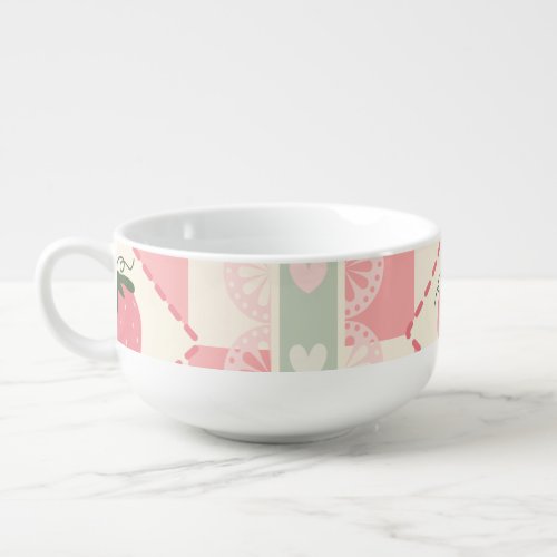 Checkered Strawberry Pattern Soup Mug