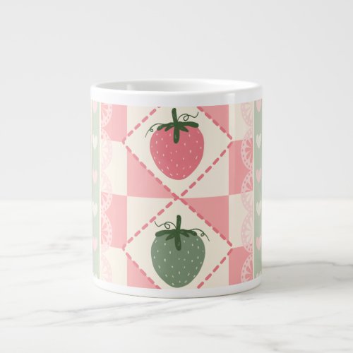 Checkered Strawberry Pattern Specialty Mug