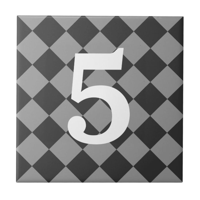Checkered street address house number tile design (Front)