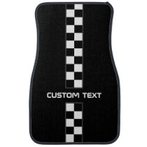 Checkered Stripe Car Floor Mats - with custom text Checkered Stripe Car Floor Mats - with custom text