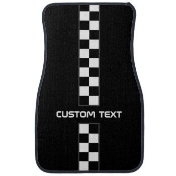 Checkered Stripe Car Floor Mats - With Custom Text by inkbrook at Zazzle