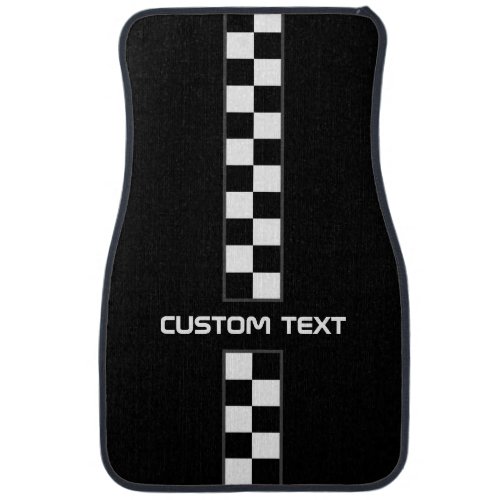 Checkered Stripe Car Floor Mats _ with custom text
