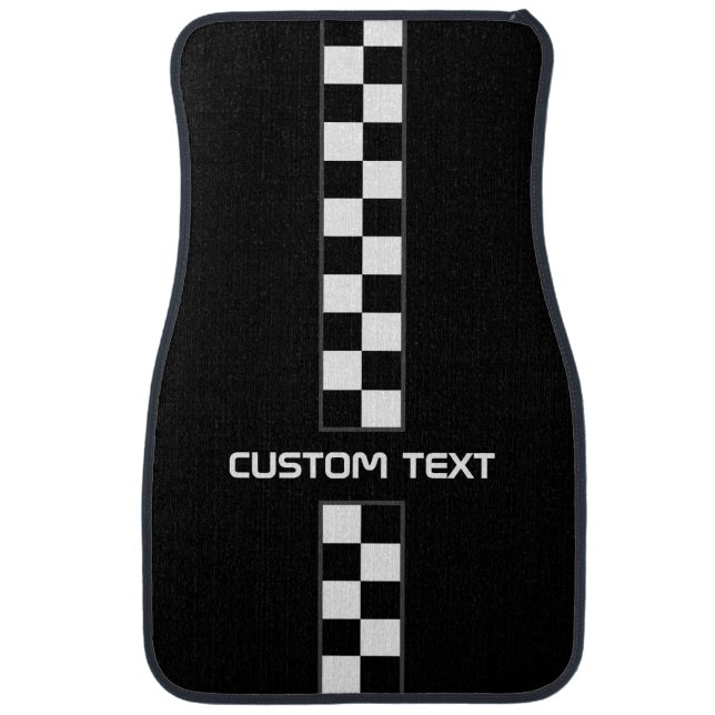 Checkered Stripe Car Floor Mats - with custom text (Front)