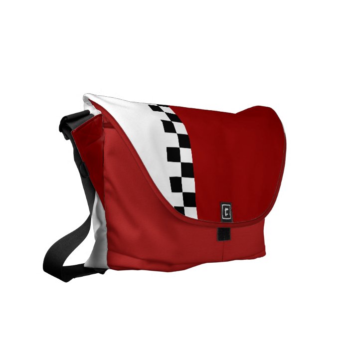 checkered stripe  red messenger bag