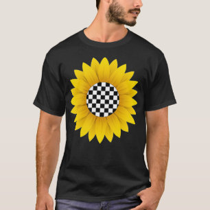Checkered Sunflower Checkerboard Yellow Cool Summe T-Shirt