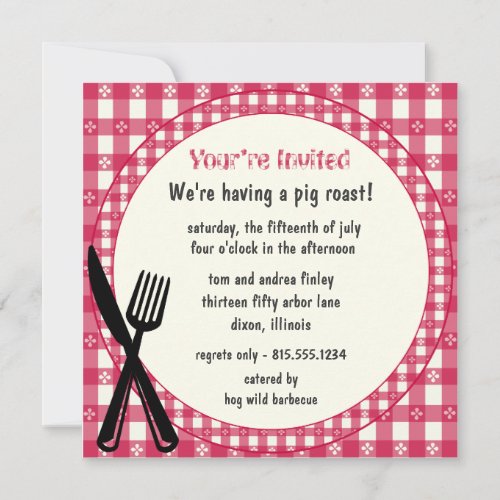 Checkered Tablecloth Party Invitation