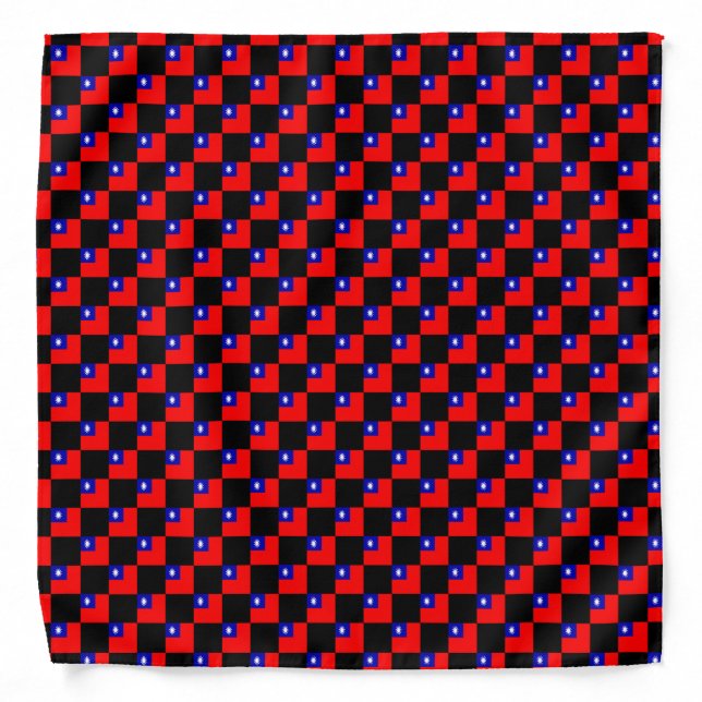 Checkered Taiwan Flag Pattern  Bandana (Front)