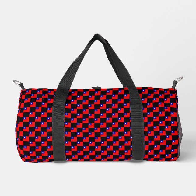 Checkered Taiwan Flag Pattern  Duffle Bag (Front)