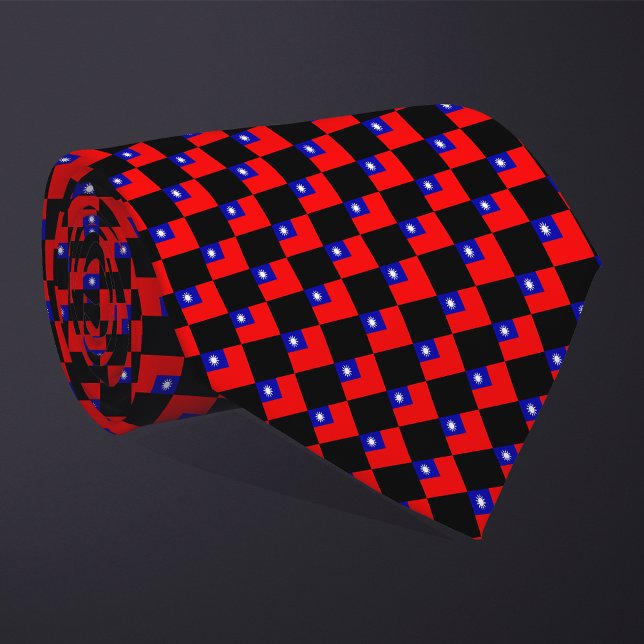 Checkered Taiwan Flag Pattern  Neck Tie (Creator Uploaded)