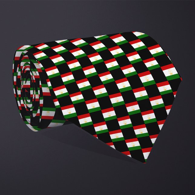 Checkered Tajikistan Flag Pattern  Neck Tie (Creator Uploaded)