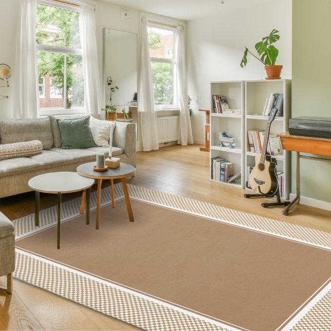 Checkered Tan White Large Area Rug (Creator Uploaded)
