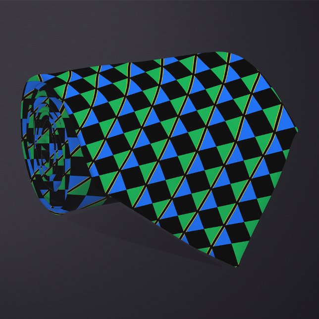 Checkered Tanzania Flag Pattern  Neck Tie (Creator Uploaded)