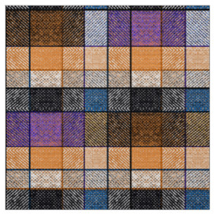 checkered tartan plaid classic blue black lilac fabric