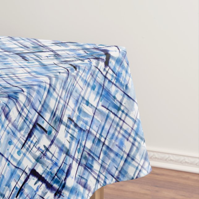 checkered, tartan, plaid, classic, blue, white tablecloth (In Situ)