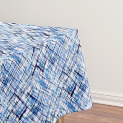checkered tartan plaid classic blue white tablecloth