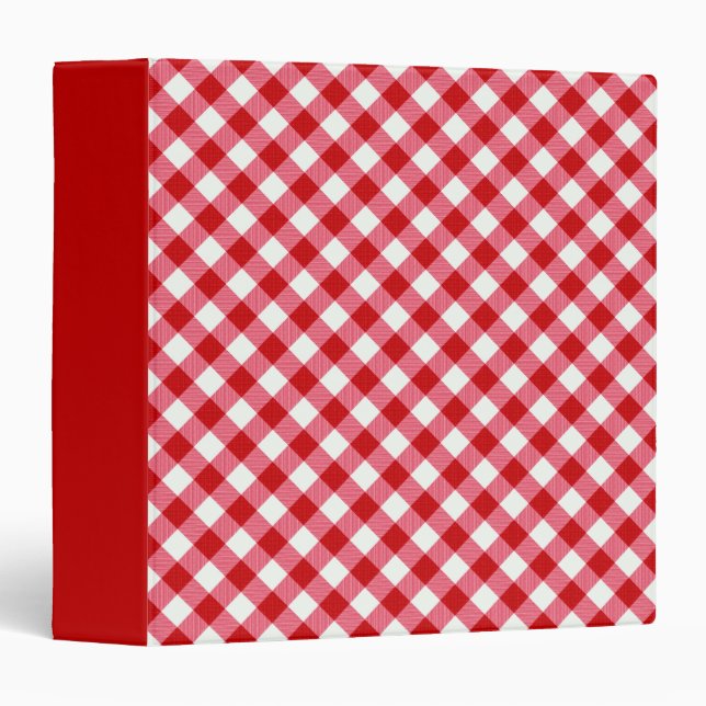 checkered tartan plaid classic red white texture. 3 ring binder (Front/Spine)