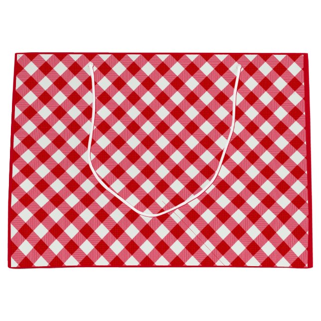 checkered tartan plaid classic red white texture large gift bag (Front)