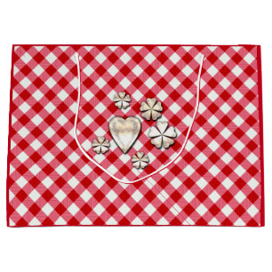 checkered tartan plaid classic red white texture large gift bag