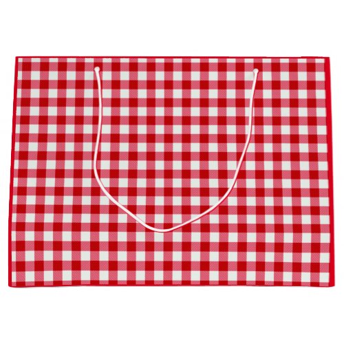 checkered tartan plaid classic red white texture large gift bag