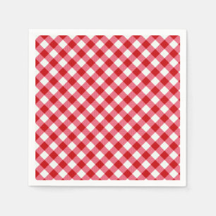 checkered tartan plaid classic red white texture napkins