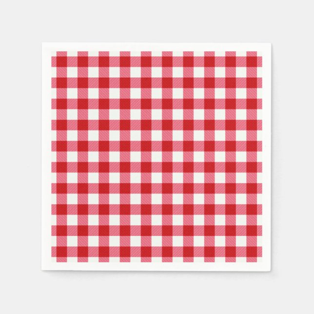 checkered tartan plaid classic red white texture napkins (Front)