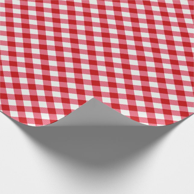 checkered tartan plaid classic red white texture wrapping paper (Corner)