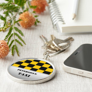 Checkered taxi monogram keychain
