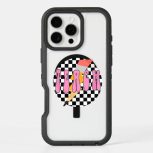 Checkered Teach , Retro Pencil Teacher phone case, iPhone 16 Pro Max Case