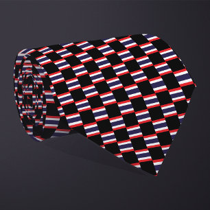 Checkered Thailand Flag Pattern Neck Tie