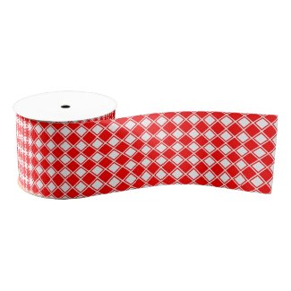 Checkered Tilt Red Grosgrain Ribbon