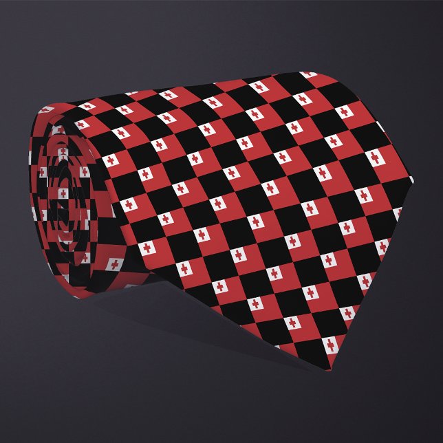 Checkered Tonga Flag Pattern  Neck Tie (Creator Uploaded)