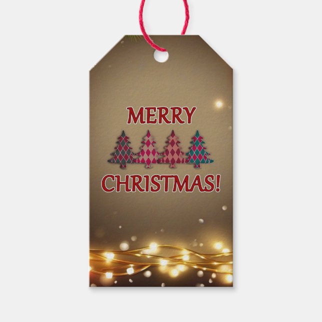 Checkered Trees Gift Tags (Front)
