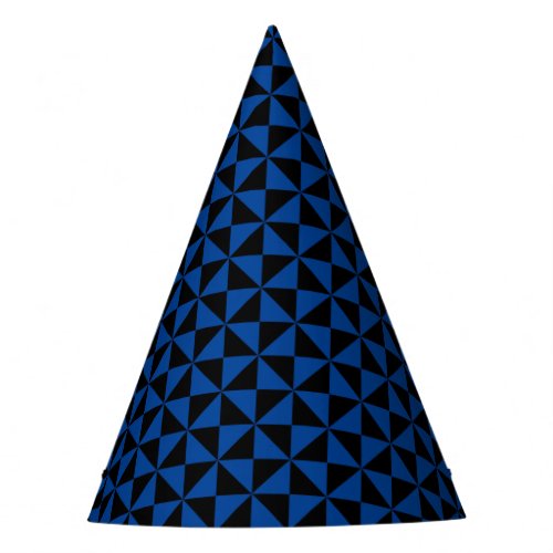 Checkered Triangles Blue Party Hat