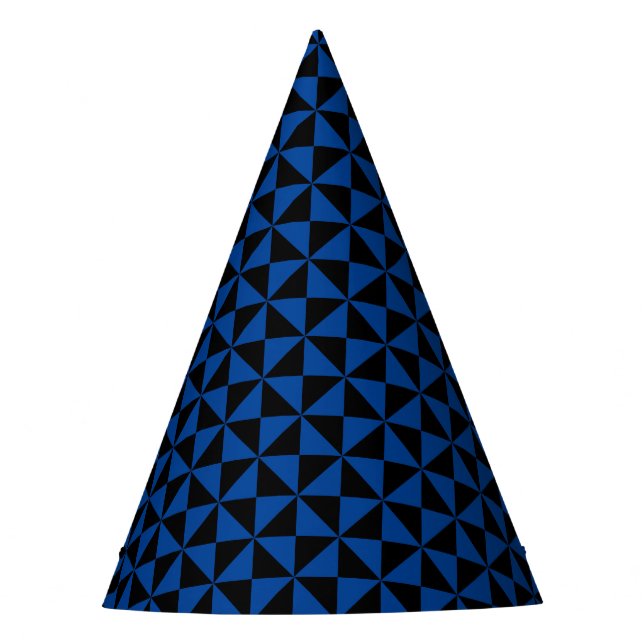 Checkered Triangles Blue Party Hat (Front)