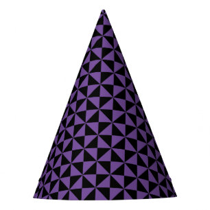 Checkered Triangles Purple Party Hat