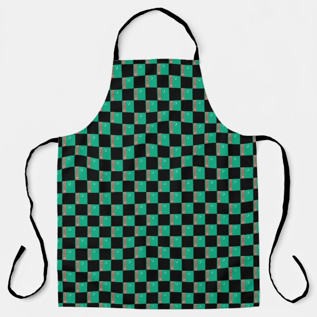 Checkered Turkmenistan Flag Pattern  Apron (Front)
