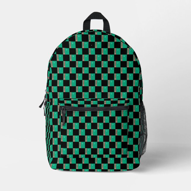 Checkered Turkmenistan Flag Pattern  Printed Backpack (Front)