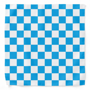 Checkered Turquoise and White Bandana
