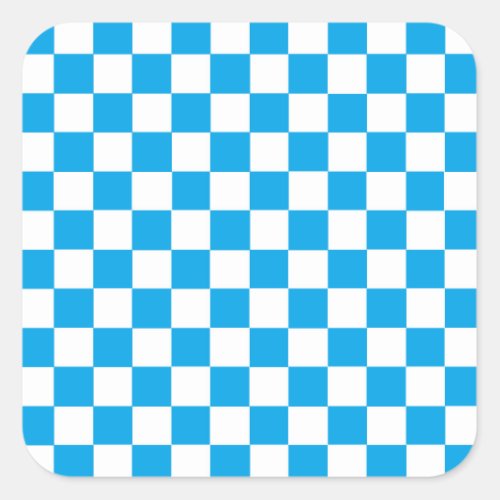Checkered Turquoise and White Square Sticker