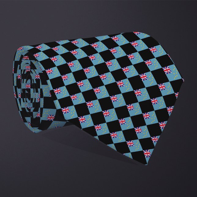 Checkered Tuvalu Flag Pattern  Neck Tie (Creator Uploaded)