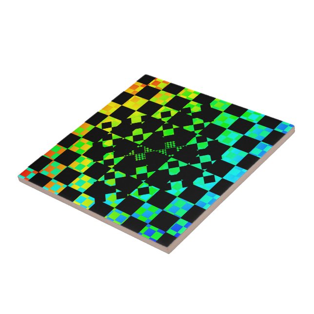 Checkered Twist by Kenneth Yoncich Ceramic Tile (Side)