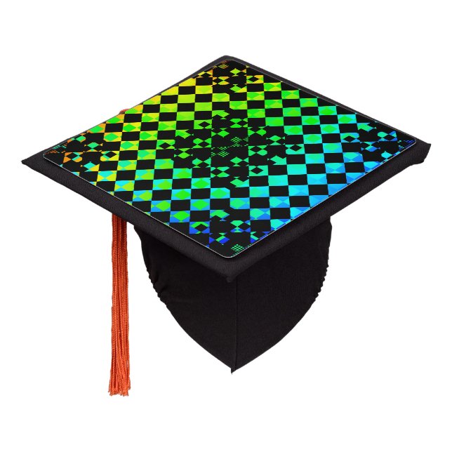 Checkered Twist by Kenneth Yoncich Graduation Cap Topper (Angled)