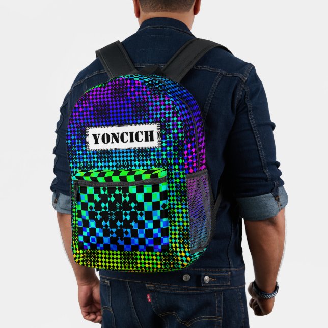 Checkered Twist by Kenneth Yoncich Printed Backpack (Insitu (Model))