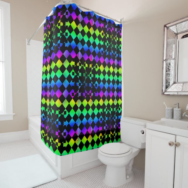 Checkered Twist by Kenneth Yoncich Shower Curtain (In Situ)
