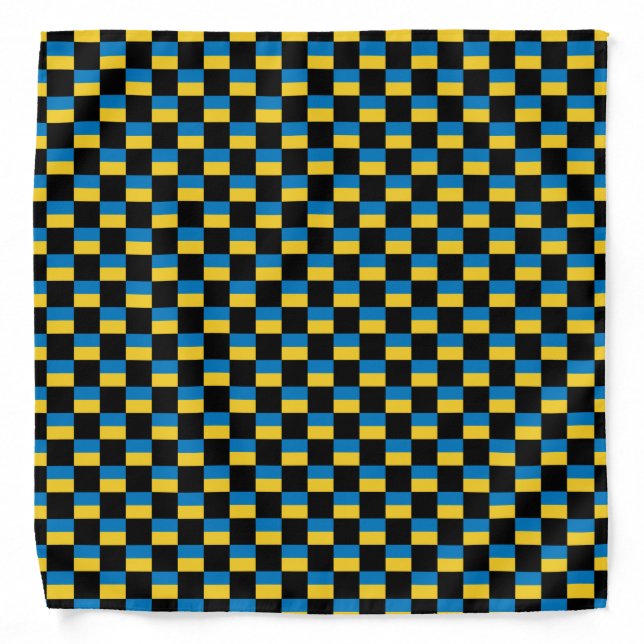 Checkered Ukraine Flag Pattern  Bandana (Front)