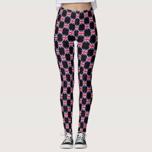 Checkered United Kingdom Flag Pattern Leggings
