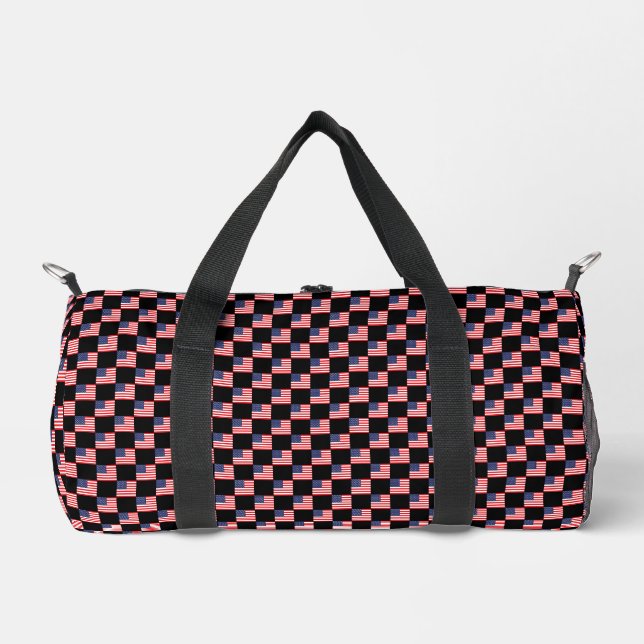 Checkered United States Flag Pattern  Duffle Bag (Front)