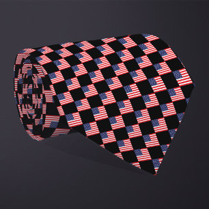 Checkered United States Flag Pattern Neck Tie
